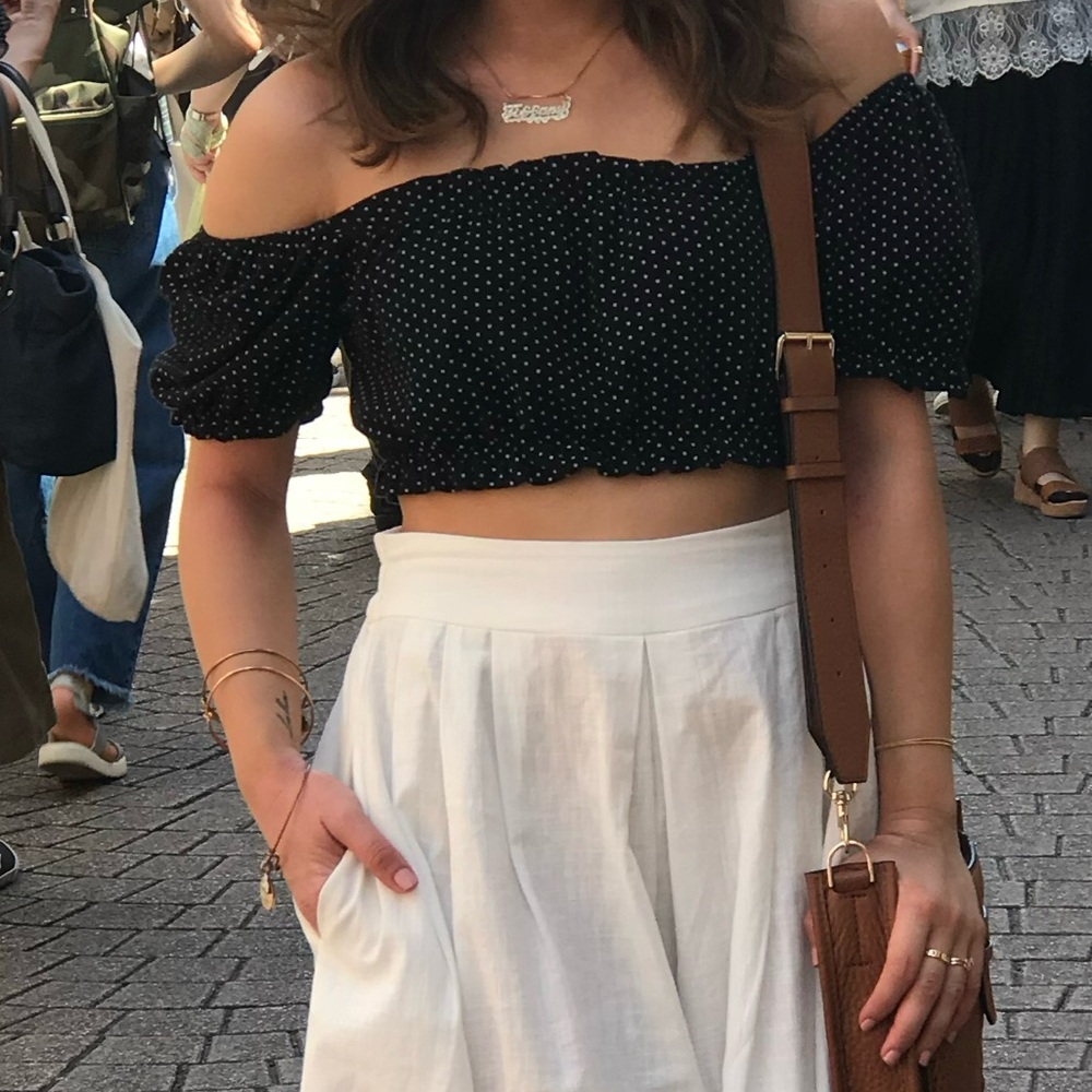 Brandy Melville Black Top with White Dots